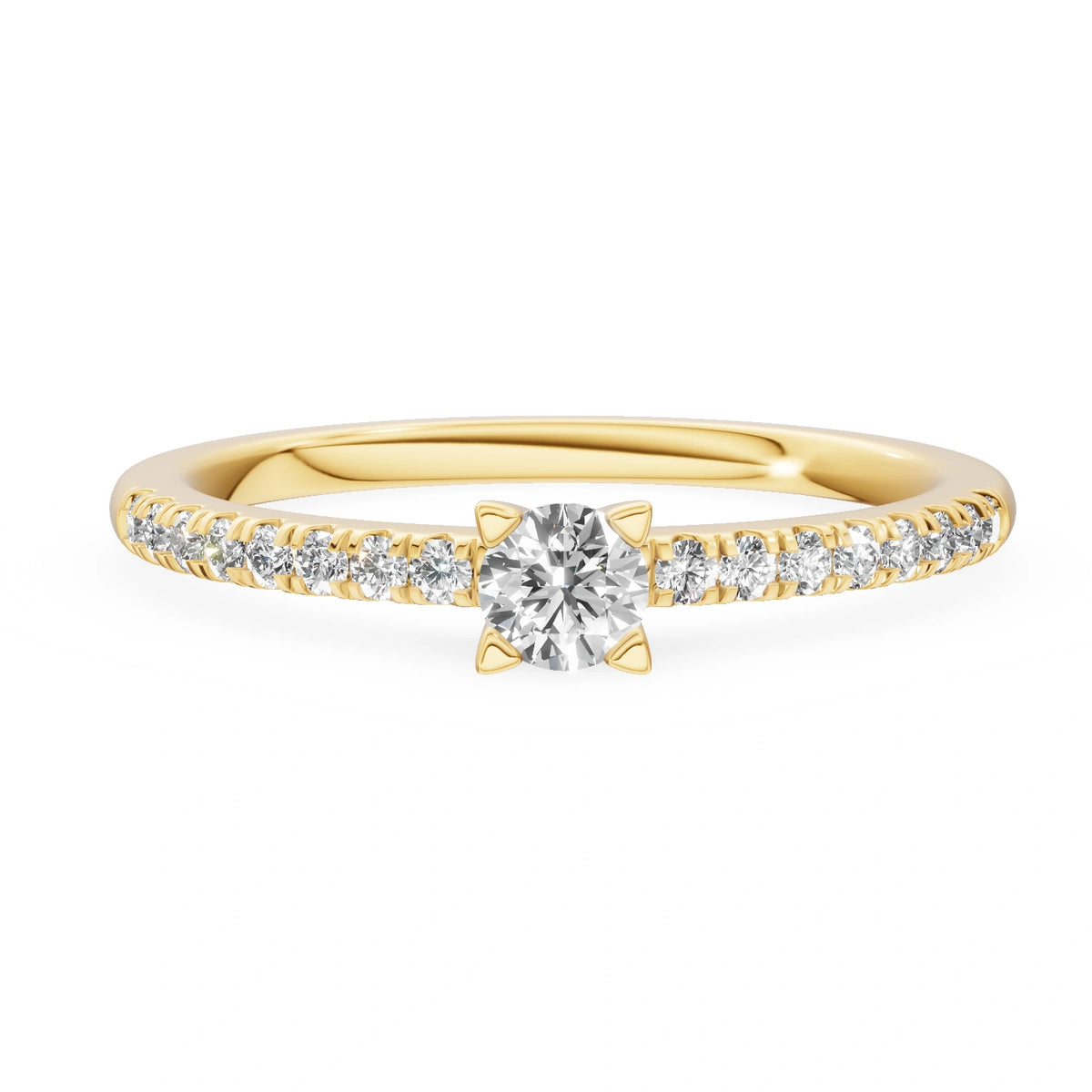 Bague de fiançailles en or jaune 14 carats (585) - Gremari Seven Desire avec diamant cultivé en laboratoire de 0,15 ct, taille ronde
