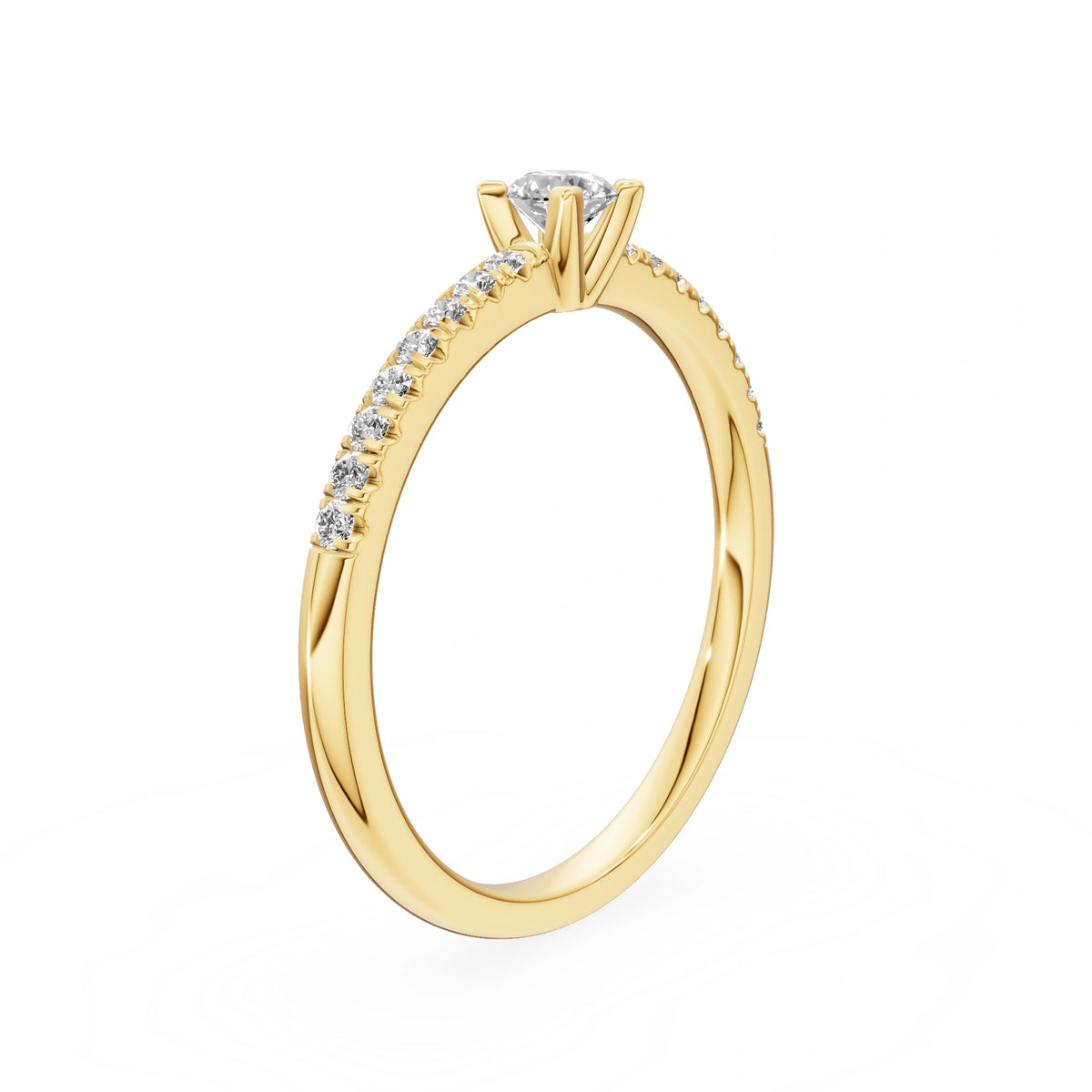 Bague de fiançailles en or jaune 14 carats (585) - Gremari Seven Desire avec diamant cultivé en laboratoire de 0,15 ct, taille ronde