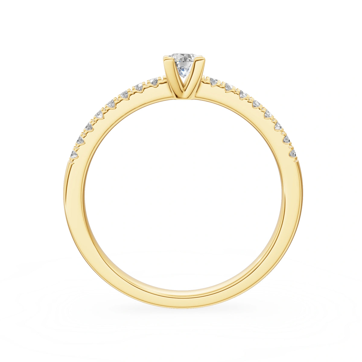 Bague de fiançailles en or jaune 14 carats (585) - Gremari Seven Desire avec diamant cultivé en laboratoire de 0,15 ct, taille ronde