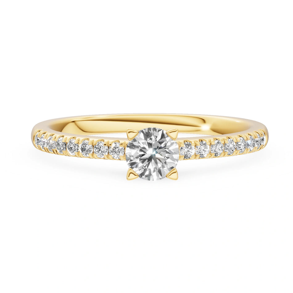 Yellow Gold 14K (585) Engagement Ring - Gremari Seven Solis with 0,30ct Lab Grown Diamond, Round Cut