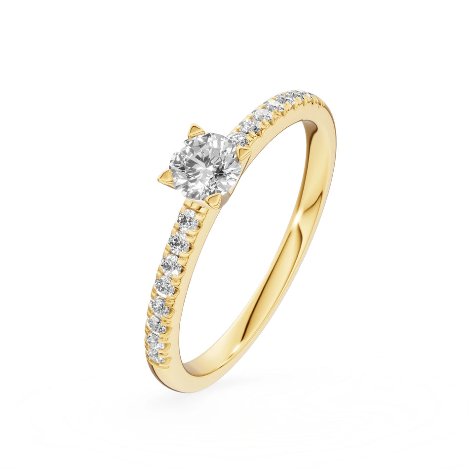 Yellow Gold 14K (585) Engagement Ring - Gremari Seven Solis with 0,30ct Lab Grown Diamond, Round Cut