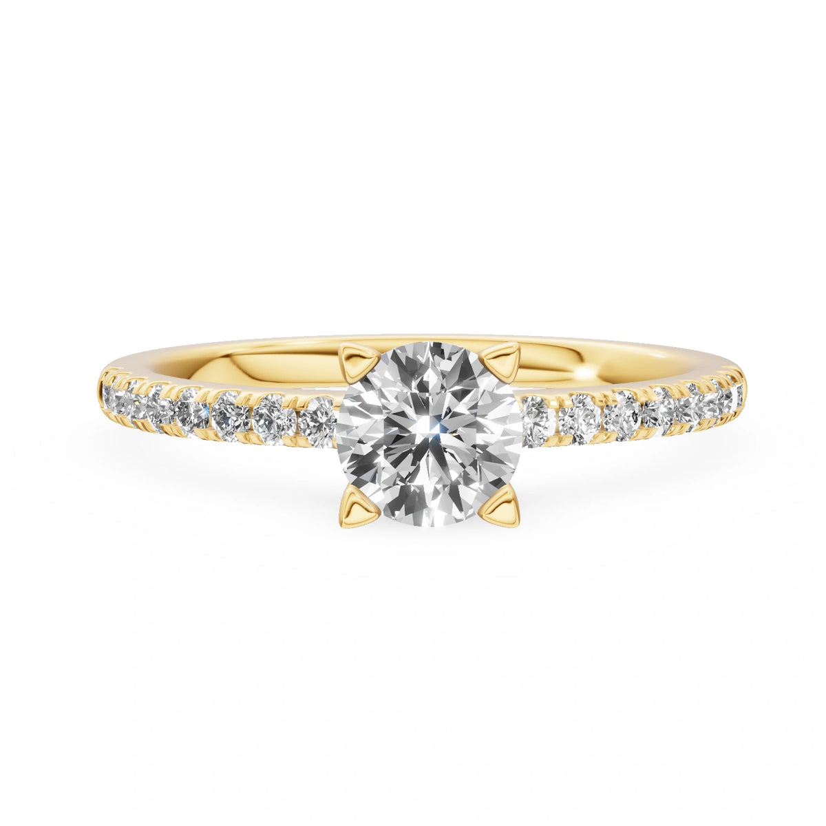 Bague de fiançailles en or jaune 14 carats (585) - Gremari Seven Desire avec diamant cultivé en laboratoire de 0,50 ct, taille ronde