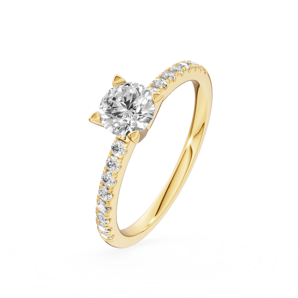 Yellow Gold 14K (585) Engagement Ring - Gremari Seven Solis with 0,50ct Lab Grown Diamond, Round Cut