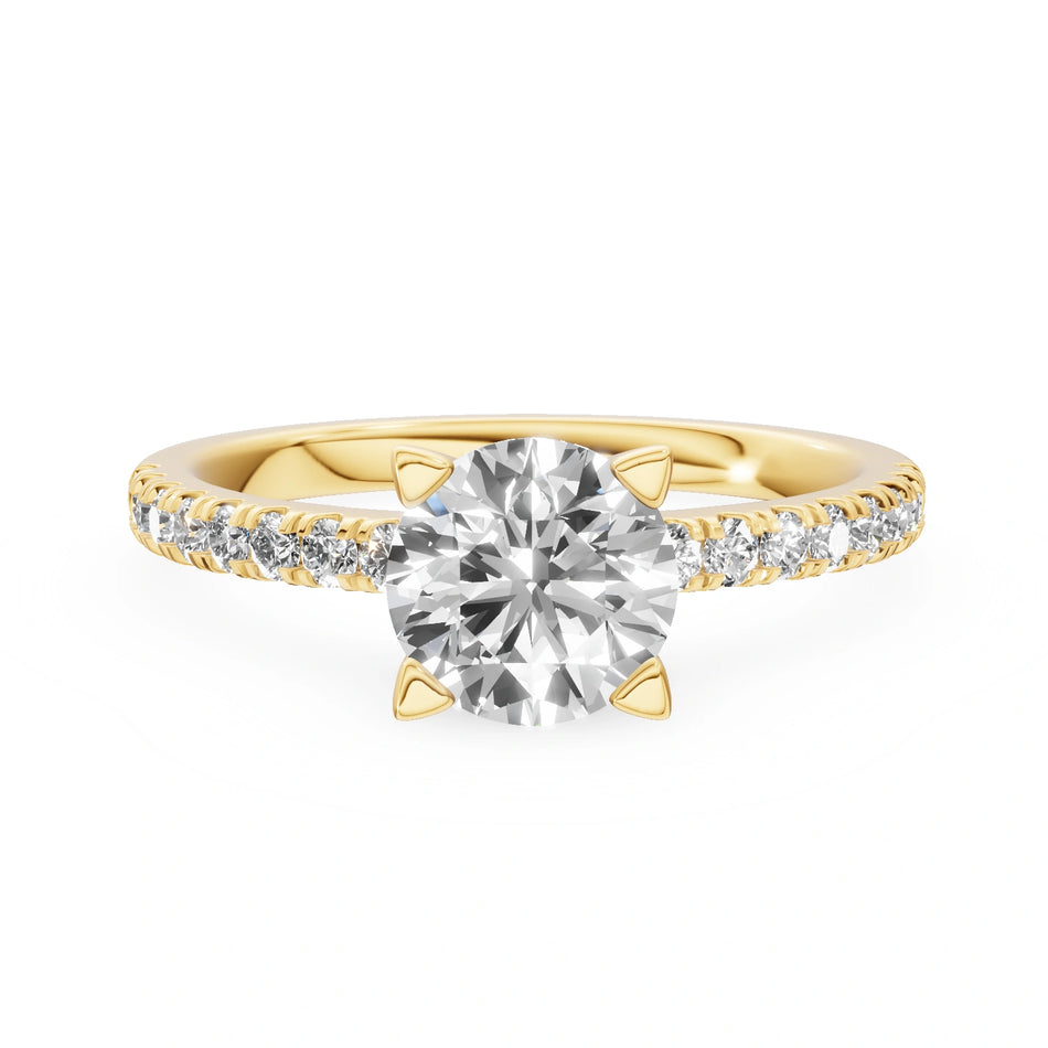 Yellow Gold 14K (585) Engagement Ring - Gremari Seven Solis with 1,00ct Lab Grown Diamond, Round Cut