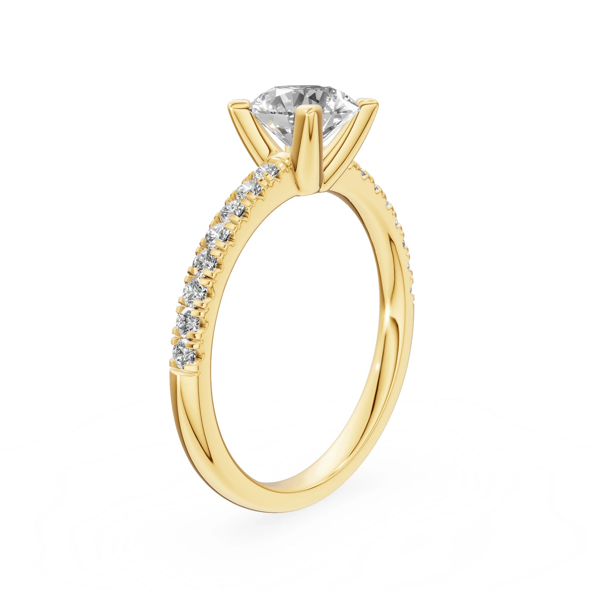 Bague de fiançailles en or jaune 14 carats (585) - Gremari Seven Desire avec diamant cultivé en laboratoire de 1,00 ct, taille ronde