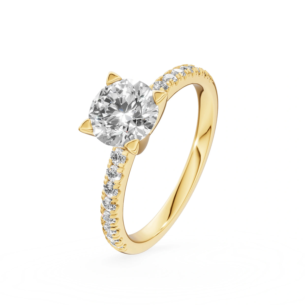 Bague de fiançailles en or jaune 14 carats (585) - Gremari Seven Desire avec diamant cultivé en laboratoire de 1,00 ct, taille ronde