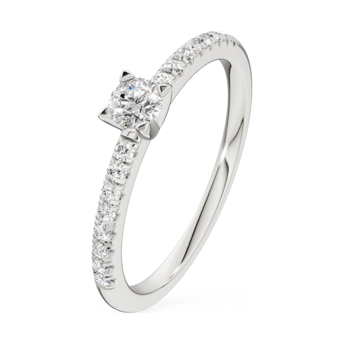 0.15 ct round-cut natural diamond GREMARI Seven Solis engagement ring in 14K white gold