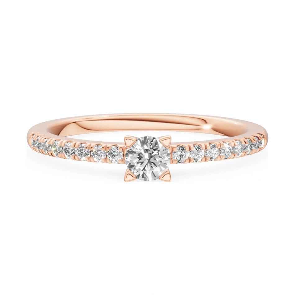 GREMARI Seven Solis 14K rose gold engagement ring with 0.15 ct round-cut natural diamond