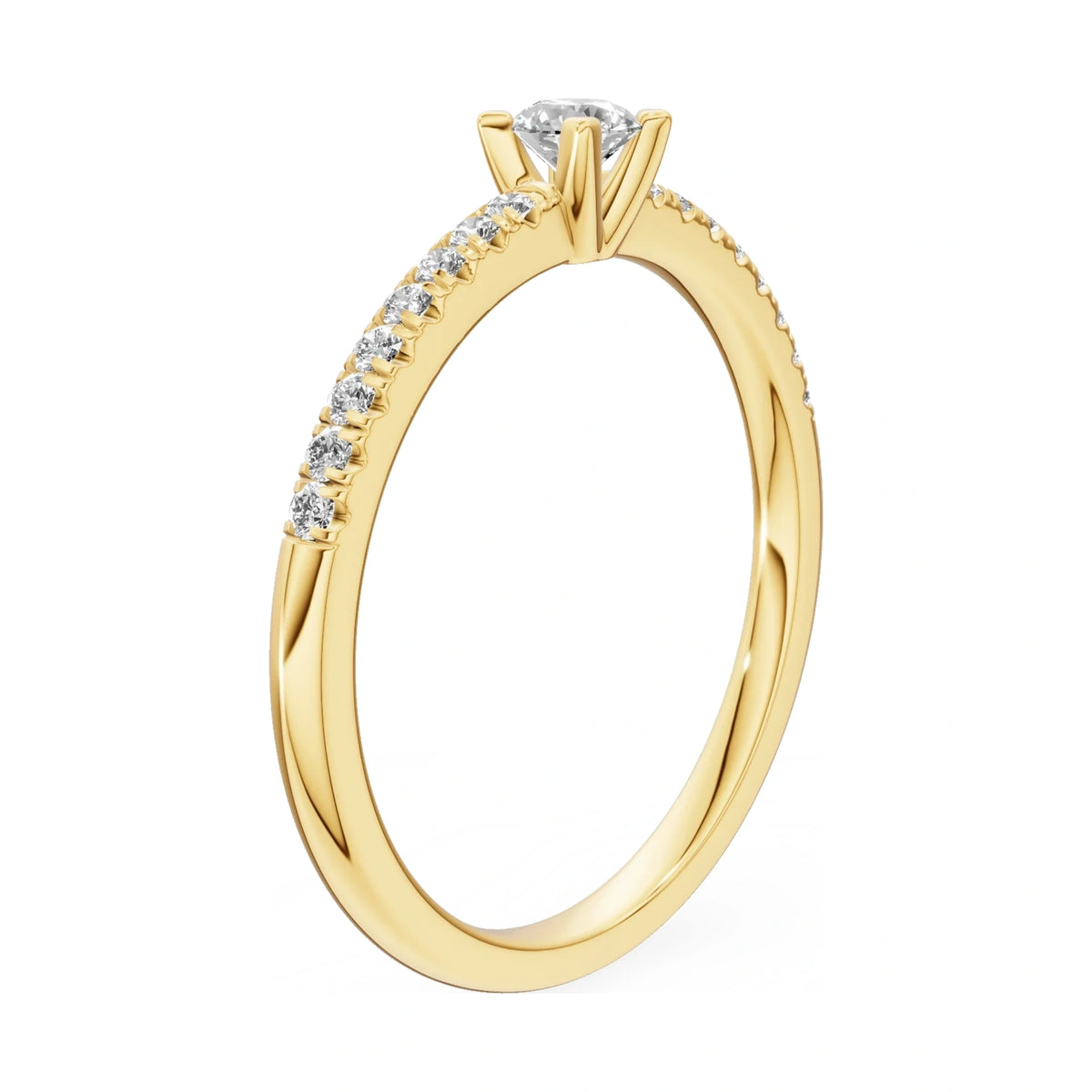 14K yellow gold GREMARI Seven Solis ring with 0.15 ct round-cut natural diamond