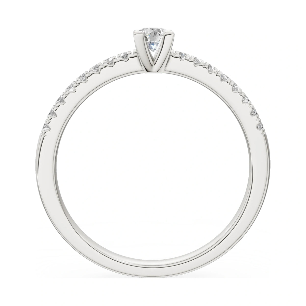 GREMARI Seven Solis round-cut natural diamond engagement ring in 14K white gold, 0.15 ct