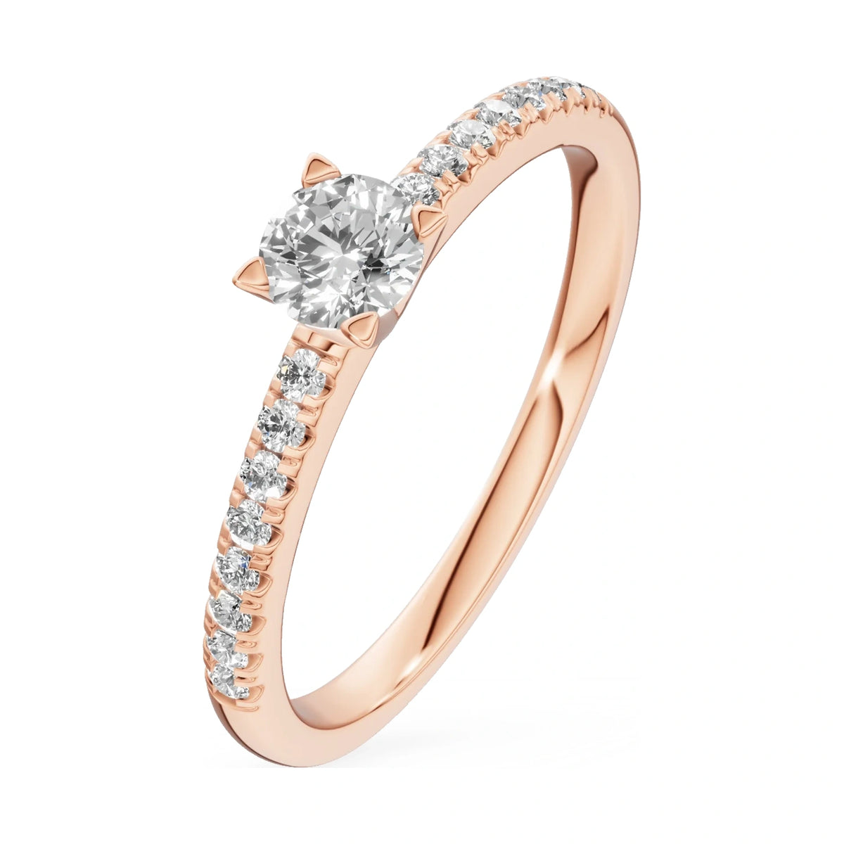 0.30 ct round-cut natural diamond GREMARI Seven Solis engagement ring in 14K rose gold