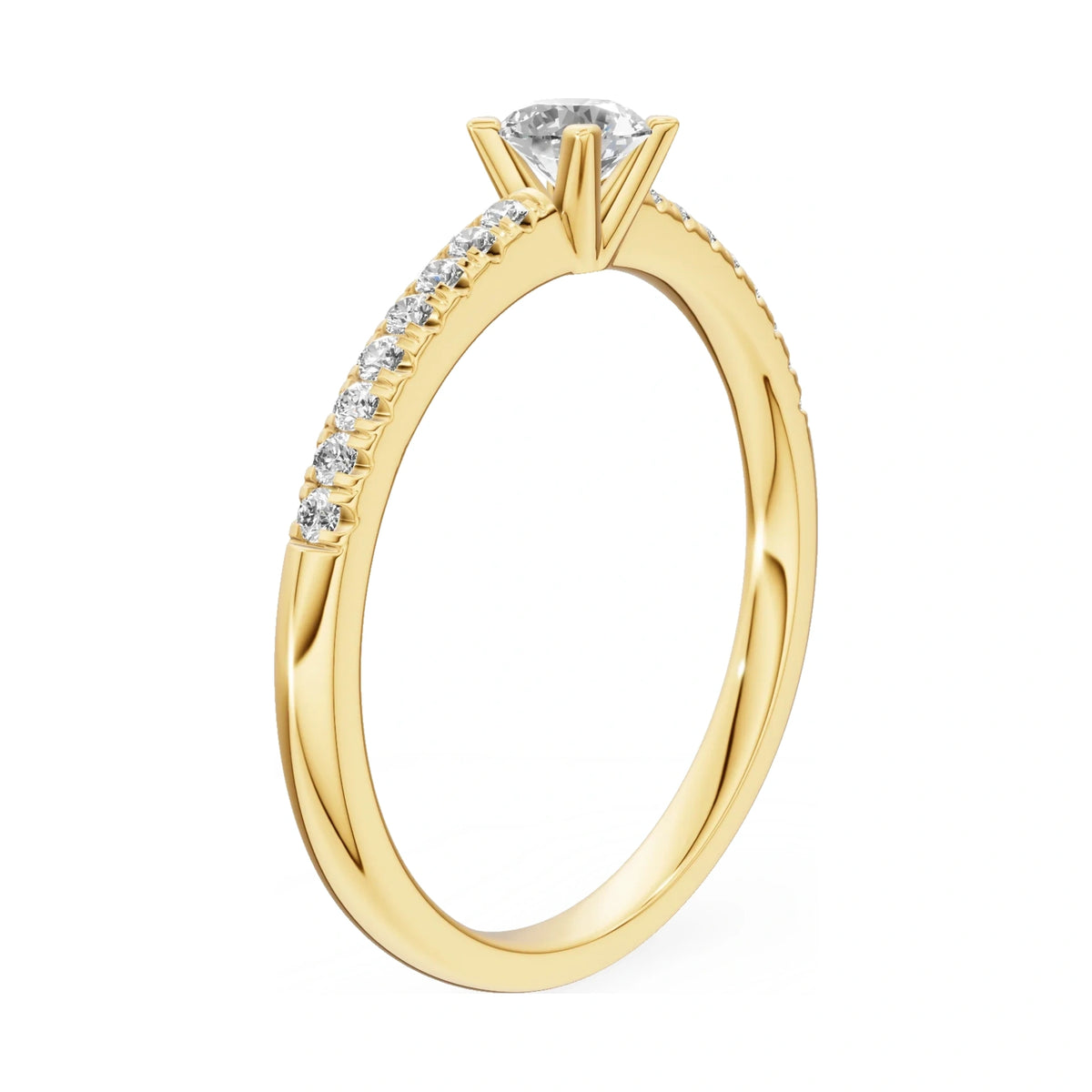14K yellow gold GREMARI Seven Solis ring with 0.30 ct round-cut natural diamond