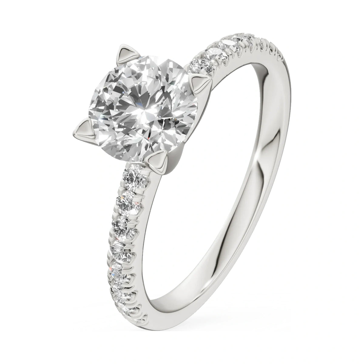 1.00 ct round-cut natural diamond GREMARI Seven Solis engagement ring in 14K white gold