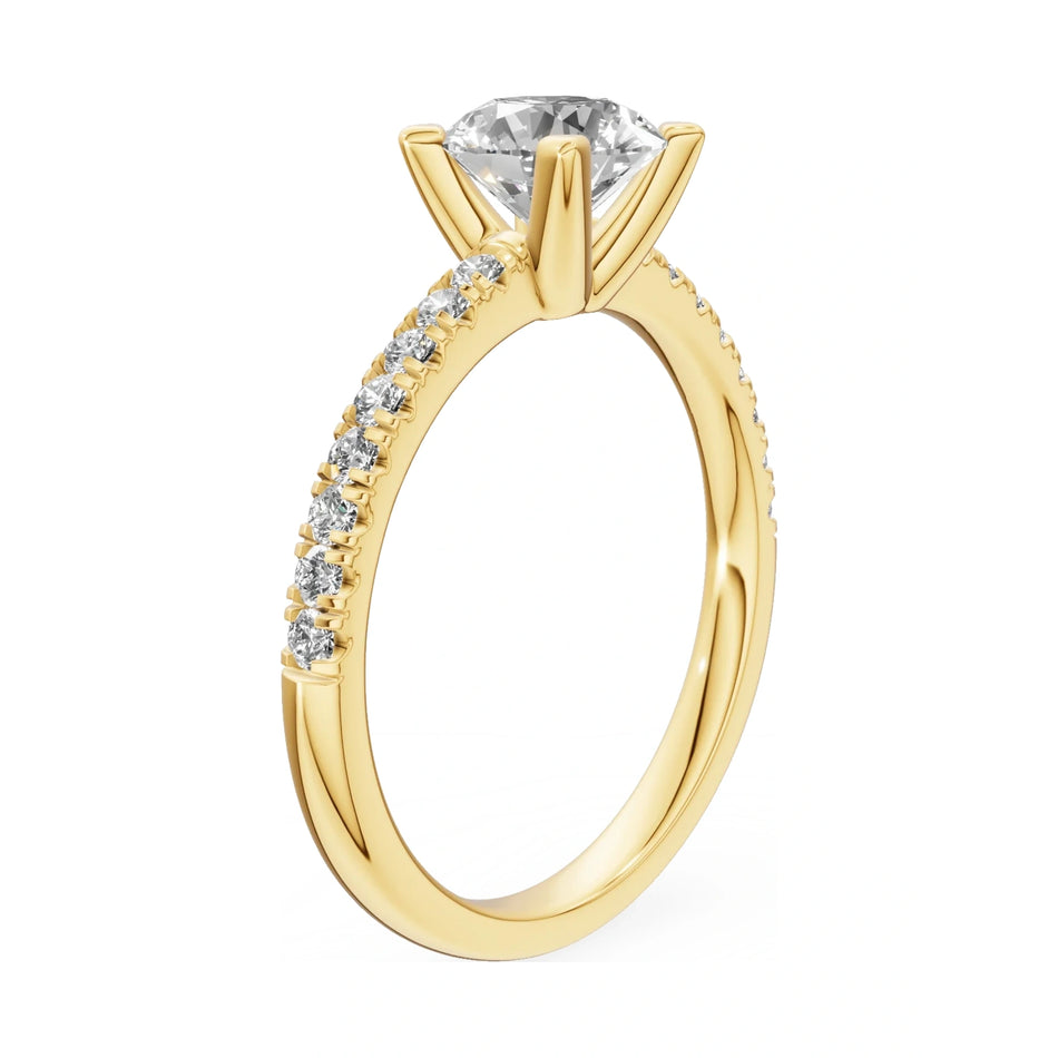 14K yellow gold GREMARI Seven Solis ring with 1.00 ct round-cut natural diamond