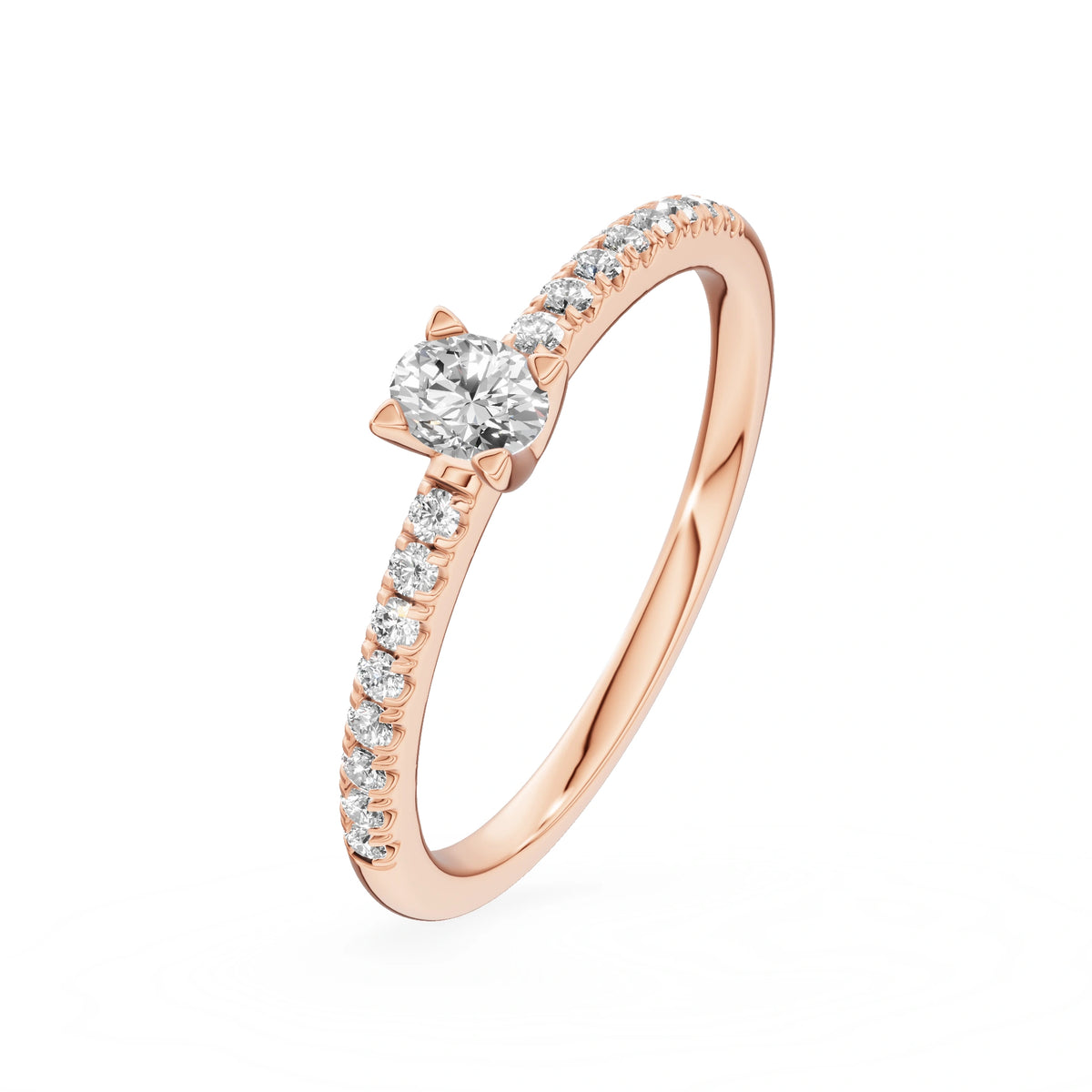 Bague de fiançailles en or rose 14 carats (585) - Gremari Seven Desire avec diamant cultivé en laboratoire de 0,15 ct, taille ovale