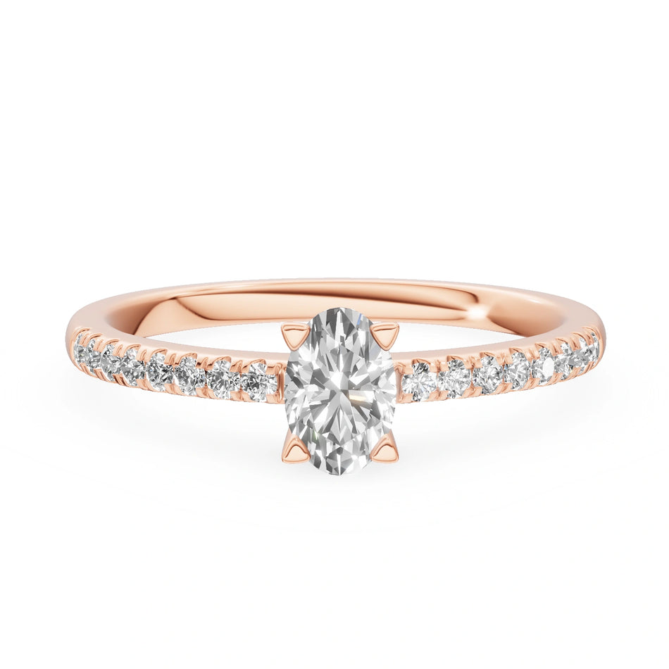 Rose Gold 14K (585) Engagement Ring - Gremari Seven Solis with 0,30ct Lab Grown Diamond, Oval Cut
