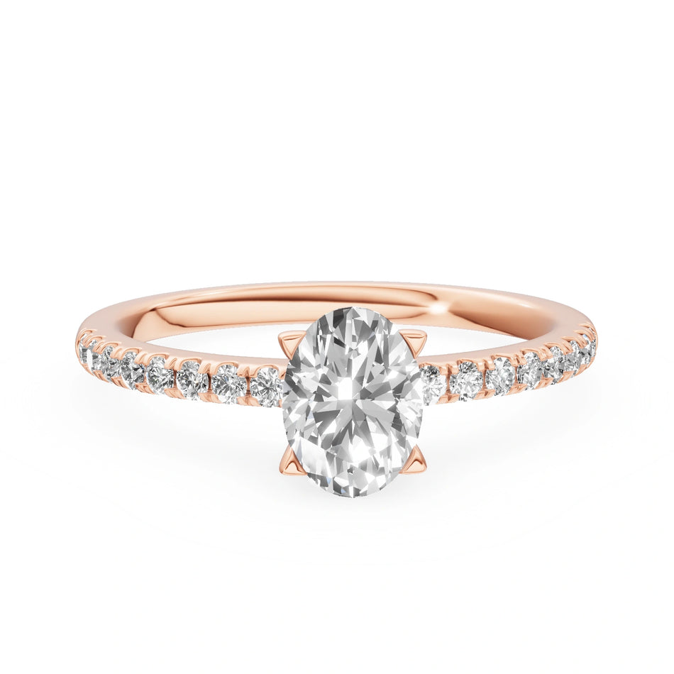 Rose Gold 14K (585) Engagement Ring - Gremari Seven Solis with 0,50ct Lab Grown Diamond, Oval Cut