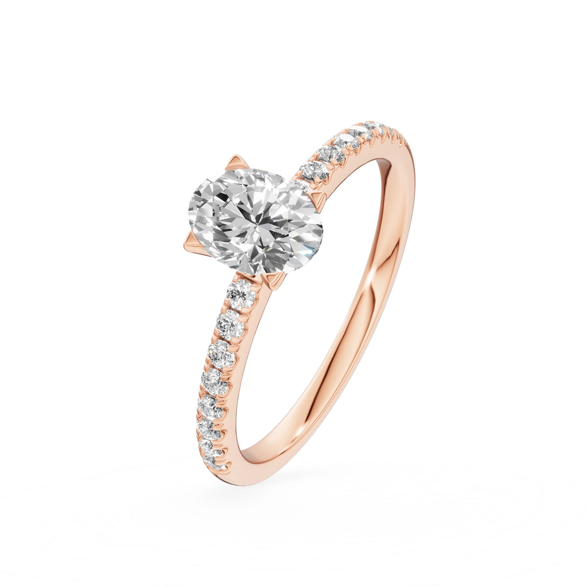 Bague de fiançailles en or rose 14 carats (585) - Gremari Seven Desire avec diamant cultivé en laboratoire de 0,50 ct, taille ovale