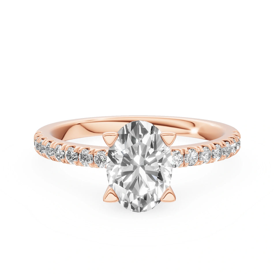 Rose Gold 14K (585) Engagement Ring - Gremari Seven Solis with 1,00ct Lab Grown Diamond, Oval Cut