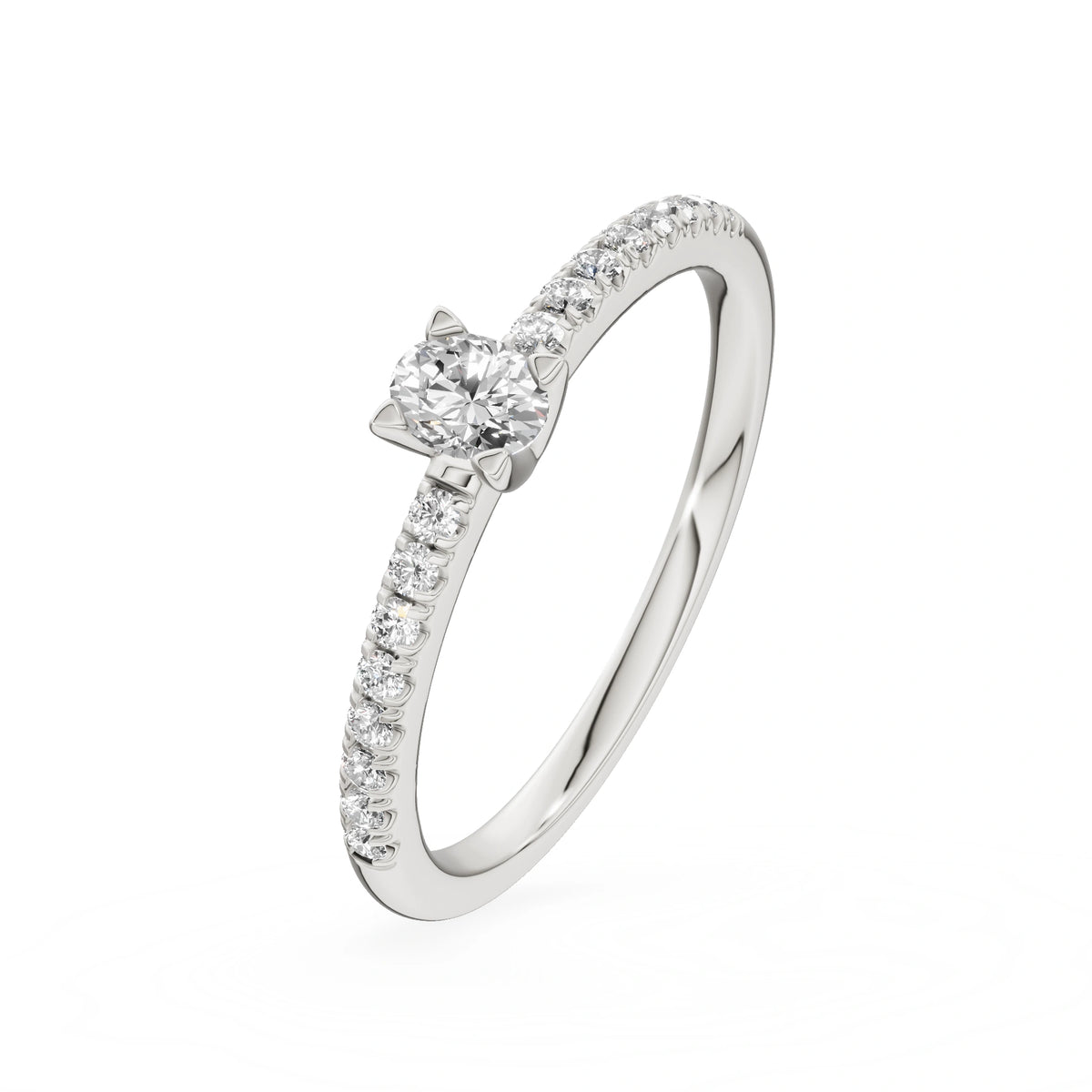 Gremari Seven Solis zásnubní prsten z bílého zlata s 0,15 ct lab-grown diamantem – Oval