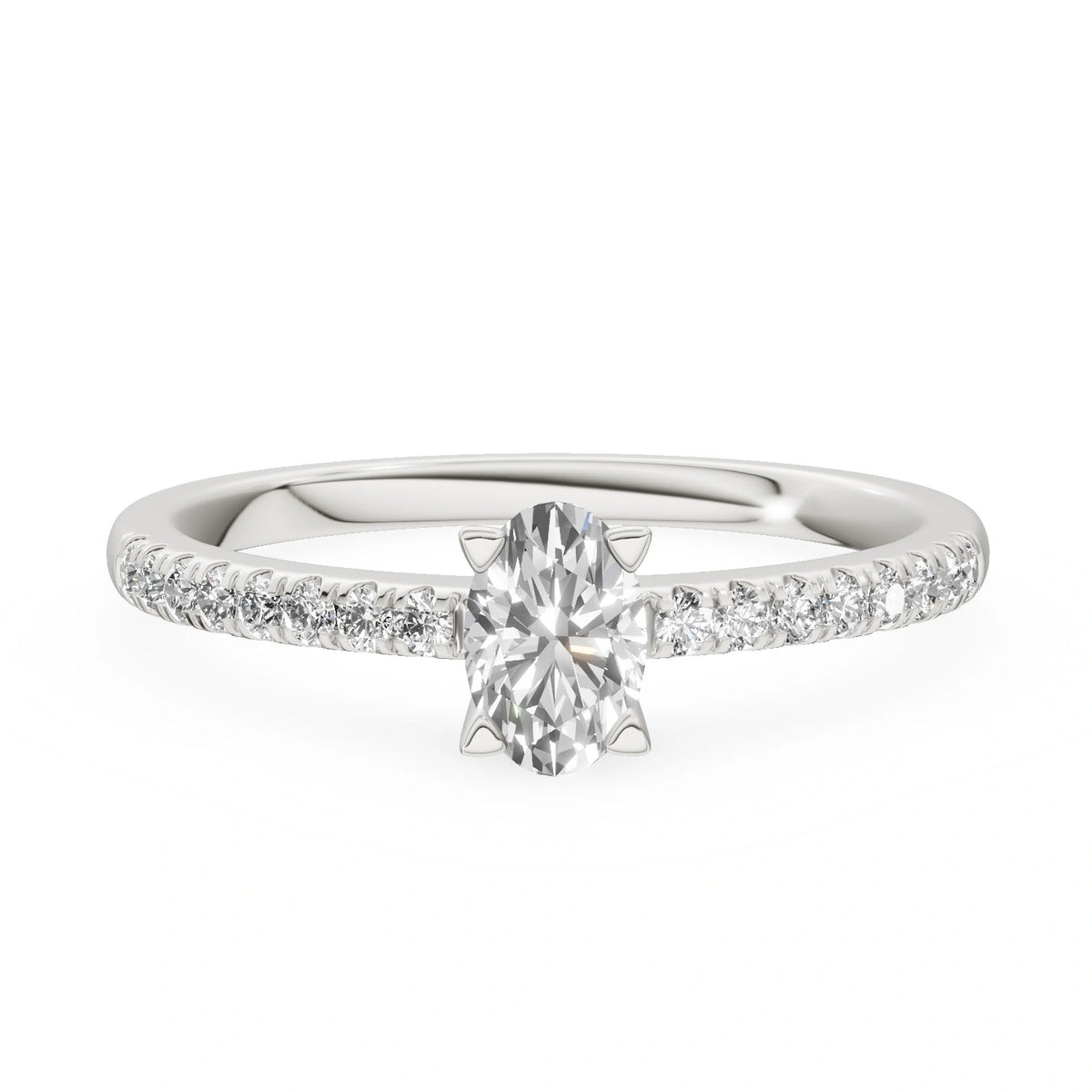 White Gold 14K (585) Engagement Ring - Gremari Seven Solis with 0,30ct Lab Grown Diamond, Oval Cut