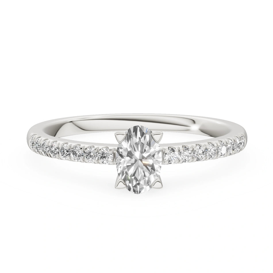 White Gold 14K (585) Engagement Ring - Gremari Seven Solis with 0,30ct Lab Grown Diamond, Oval Cut