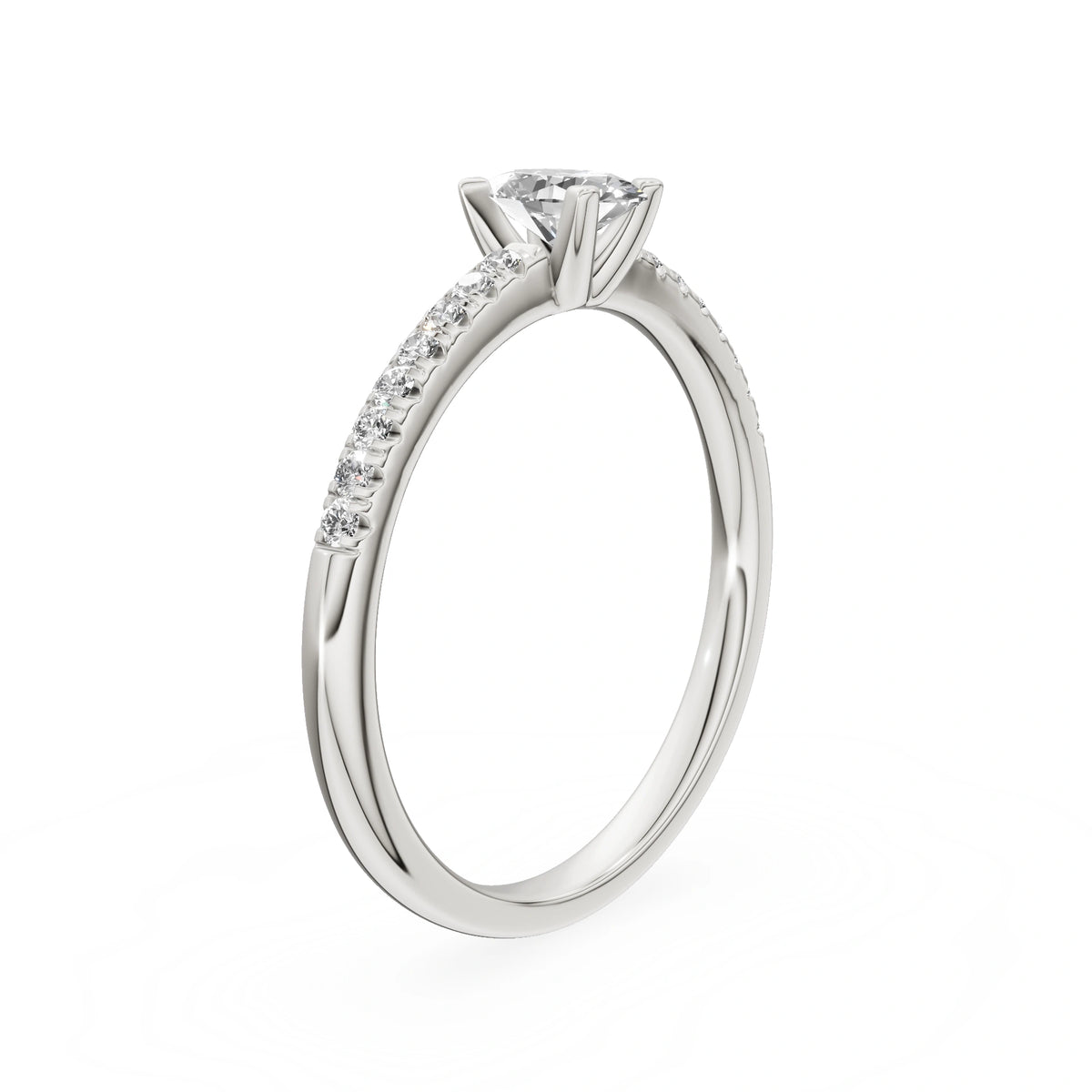 White Gold 14K (585) Engagement Ring - Gremari Seven Solis with 0,30ct Lab Grown Diamond, Oval Cut