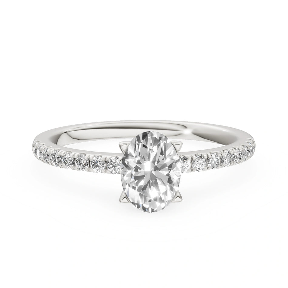 White Gold 14K (585) Engagement Ring - Gremari Seven Solis with 0,50ct Lab Grown Diamond, Oval Cut