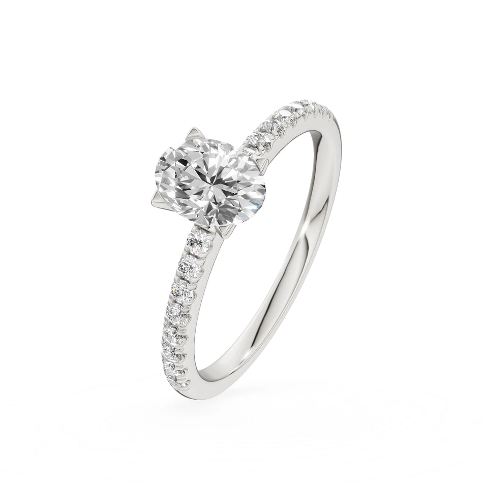 White Gold 14K (585) Engagement Ring - Gremari Seven Solis with 0,50ct Lab Grown Diamond, Oval Cut