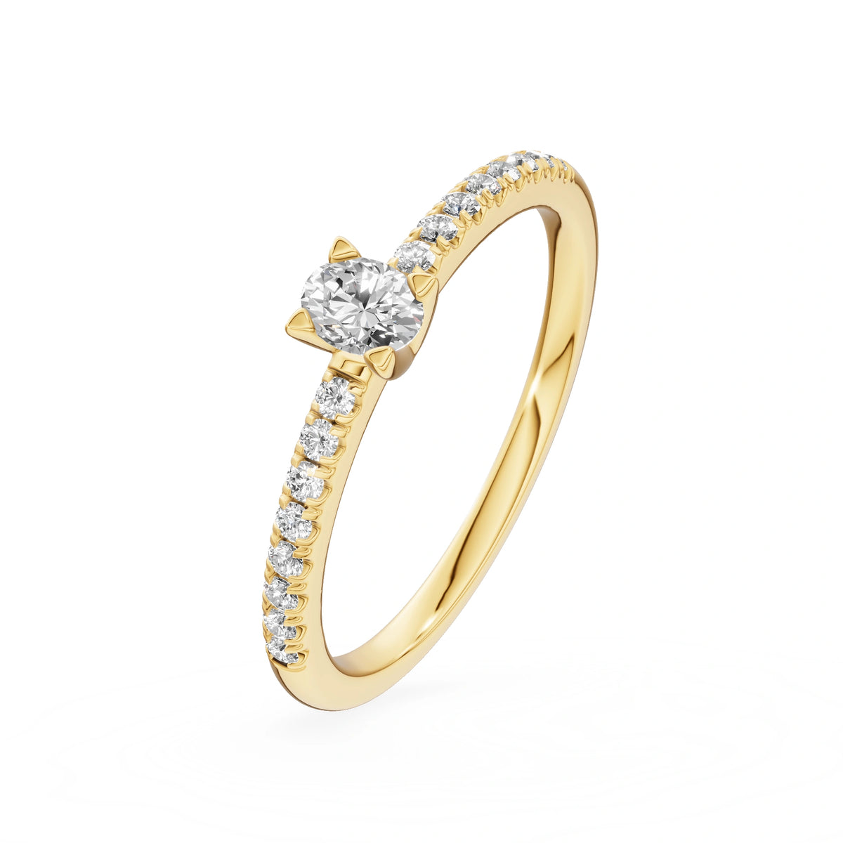 Gremari Seven Solis Verlobungsring aus Gelbgold mit 0,15 ct Labordiamant – Oval