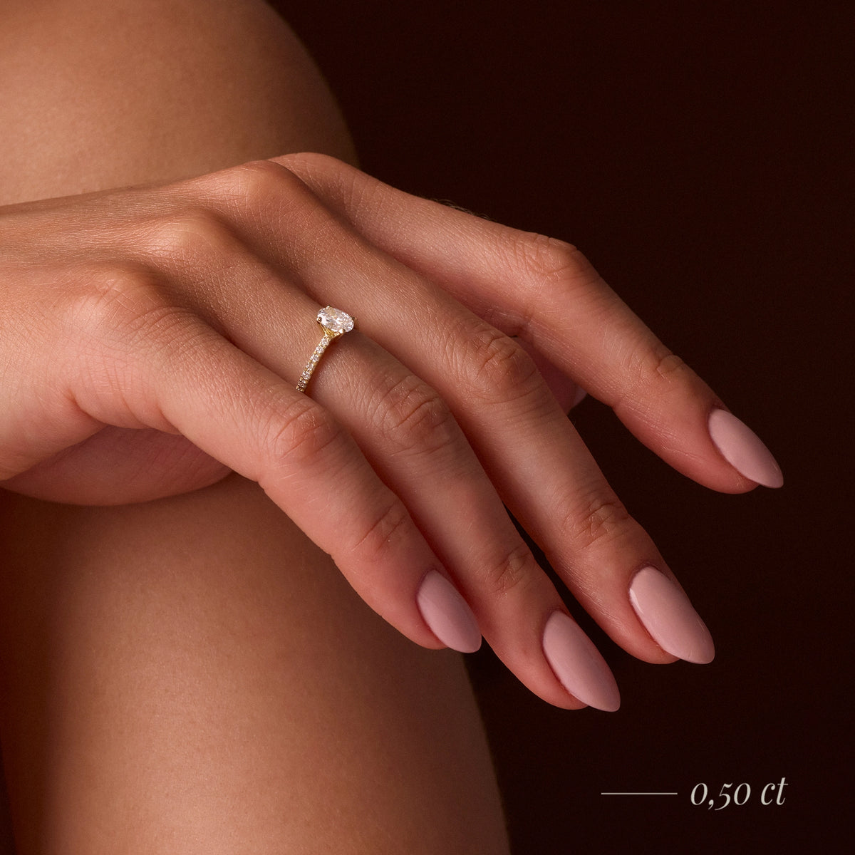 Gremari Seven Solis zásnubný prsteň z ružového zlata s 1,00 ct lab-grown diamantom – Oval