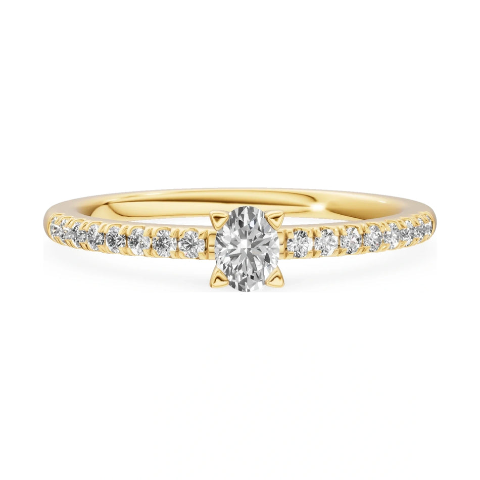 GREMARI Seven Solis 14K yellow gold engagement ring with 0.15 ct oval-cut natural diamond