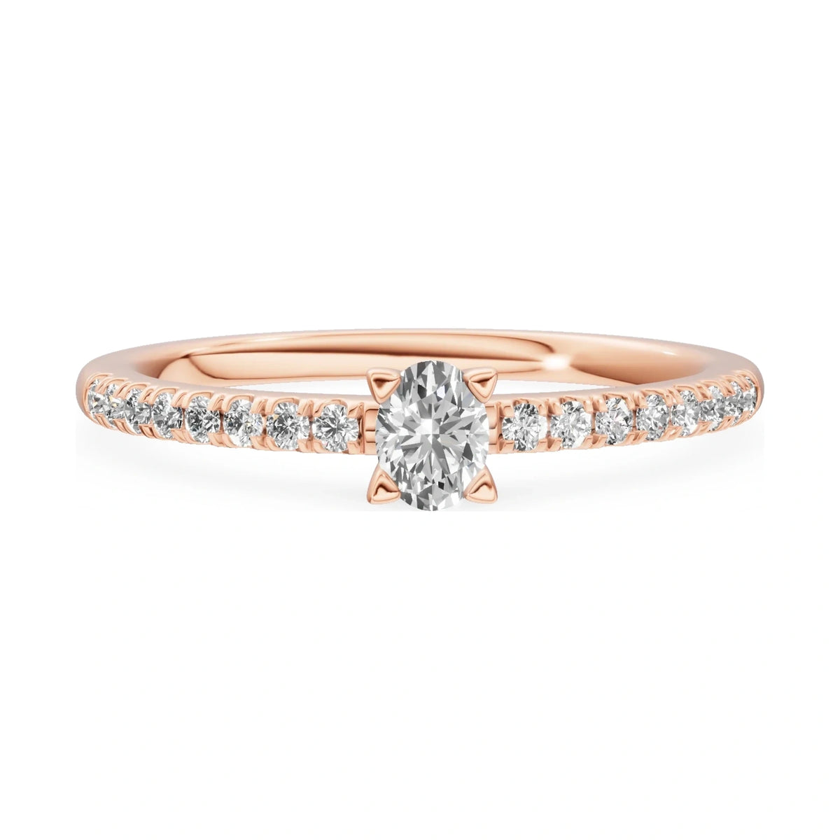 GREMARI Seven Solis 14K rose gold engagement ring with 0.15 ct oval-cut natural diamond