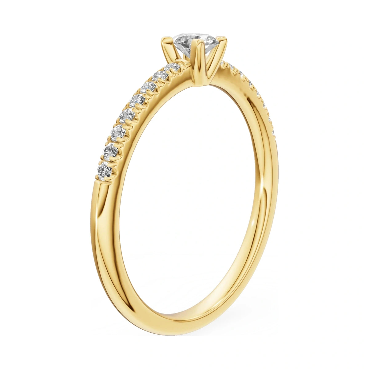 14K yellow gold GREMARI Seven Solis ring with 0.15 ct oval-cut natural diamond