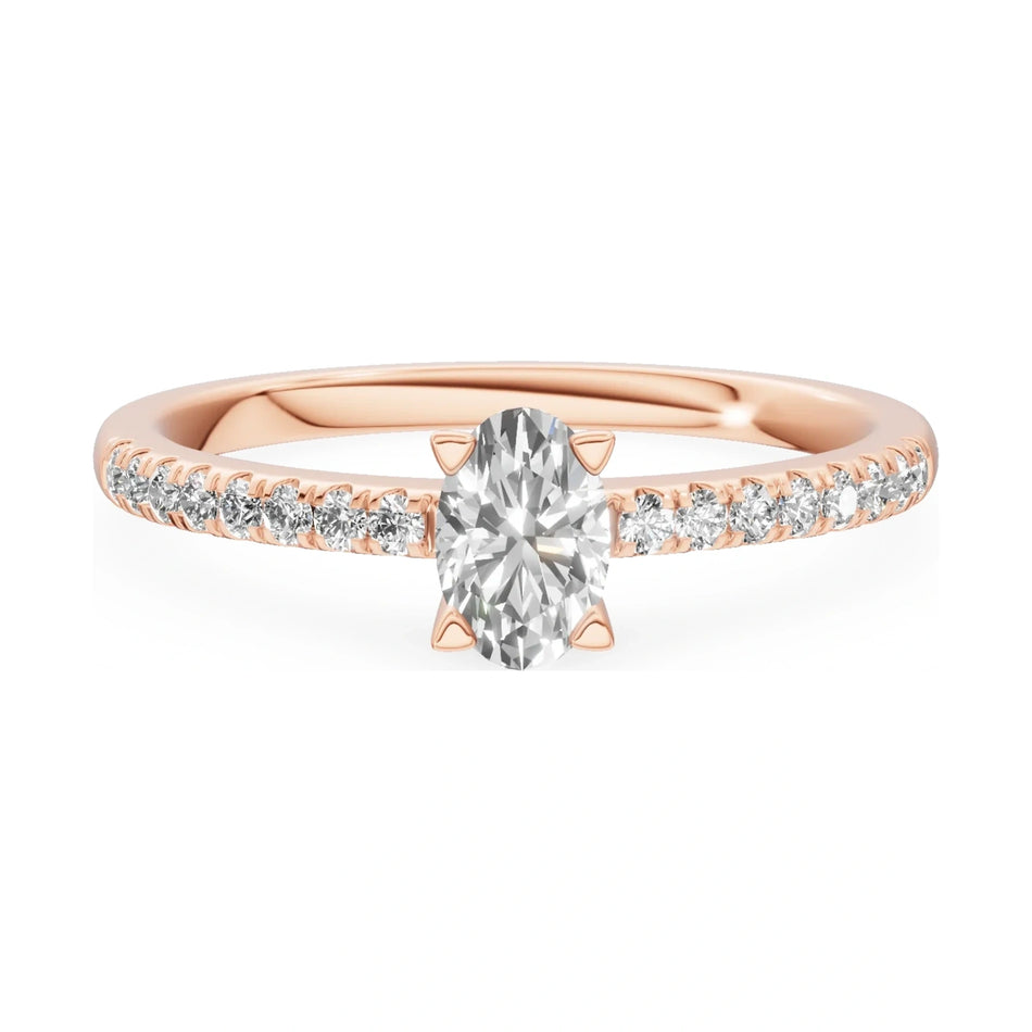 GREMARI Seven Solis 14K rose gold engagement ring with 0.30 ct oval-cut natural diamond