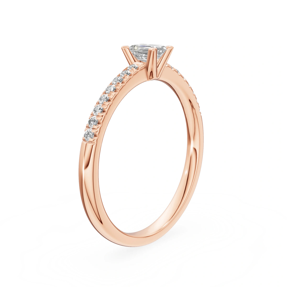 Bague de fiançailles en or rose 14 carats (585) - Gremari Seven Desire avec diamant cultivé en laboratoire de 0,30 ct, taille émeraude