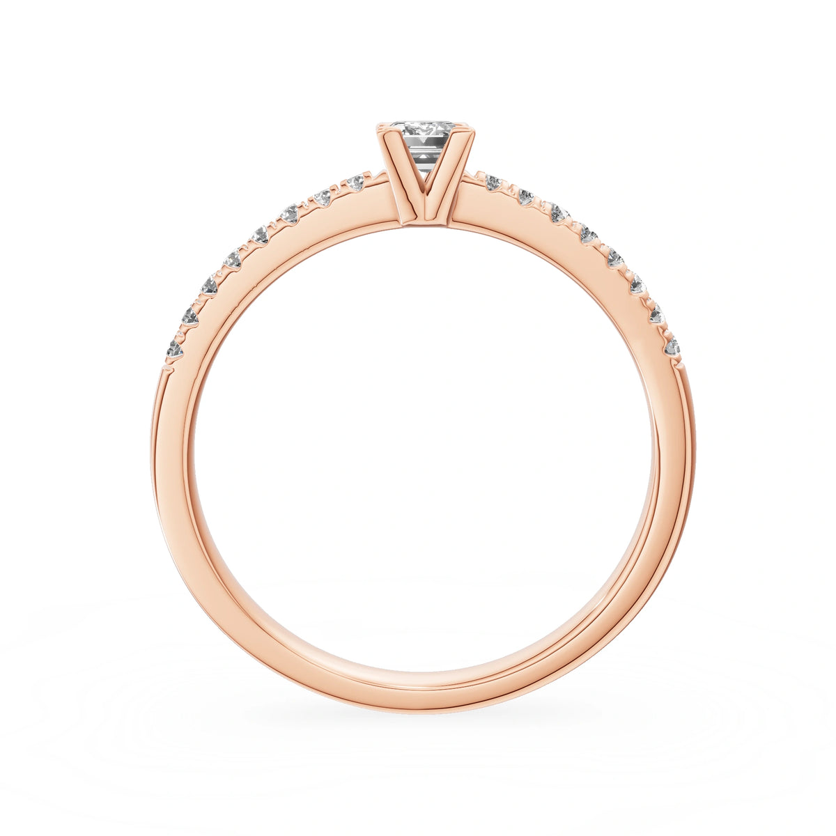 Bague de fiançailles en or rose 14 carats (585) - Gremari Seven Desire avec diamant cultivé en laboratoire de 0,30 ct, taille émeraude