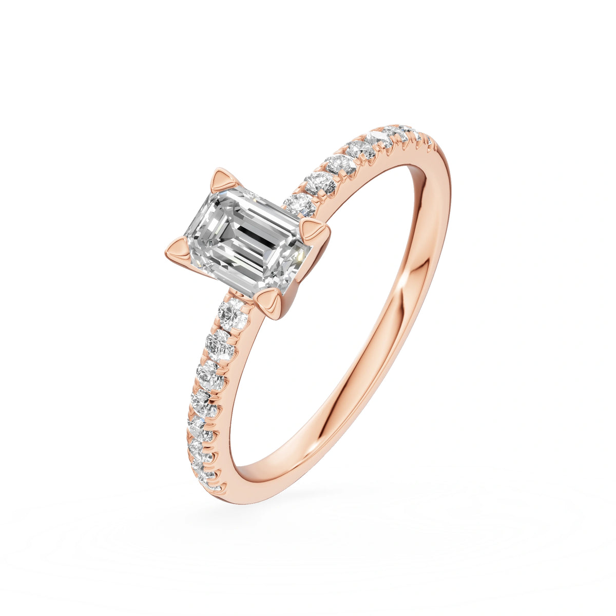 Gremari Seven Solis Verlobungsring aus Roségold mit 0,50 ct Labordiamant – Emerald