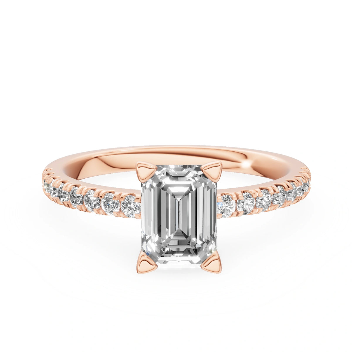 Bague de fiançailles en or rose 14 carats (585) - Gremari Seven Desire avec diamant cultivé en laboratoire de 1,00 ct, taille émeraude