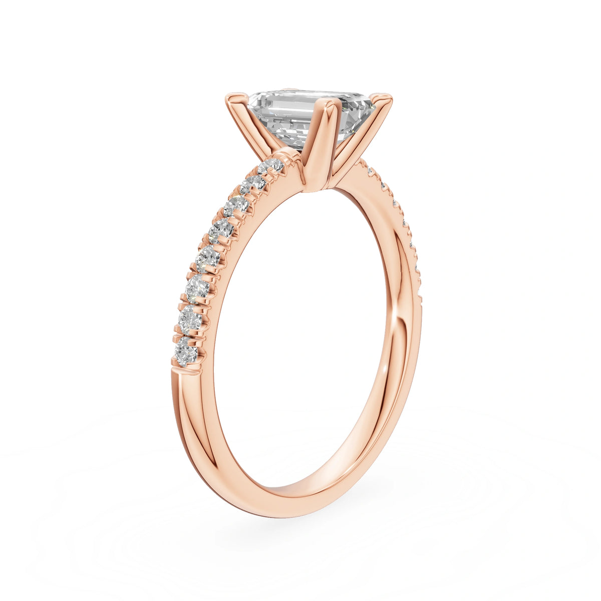 Bague de fiançailles en or rose 14 carats (585) - Gremari Seven Desire avec diamant cultivé en laboratoire de 1,00 ct, taille émeraude