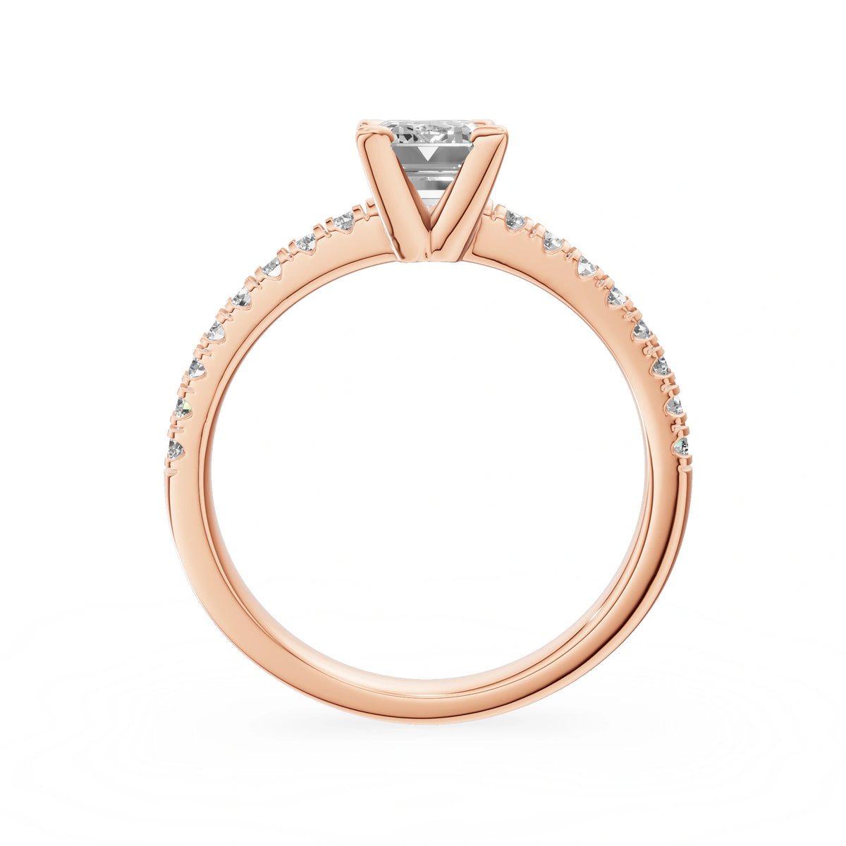 Bague de fiançailles en or rose 14 carats (585) - Gremari Seven Desire avec diamant cultivé en laboratoire de 1,00 ct, taille émeraude