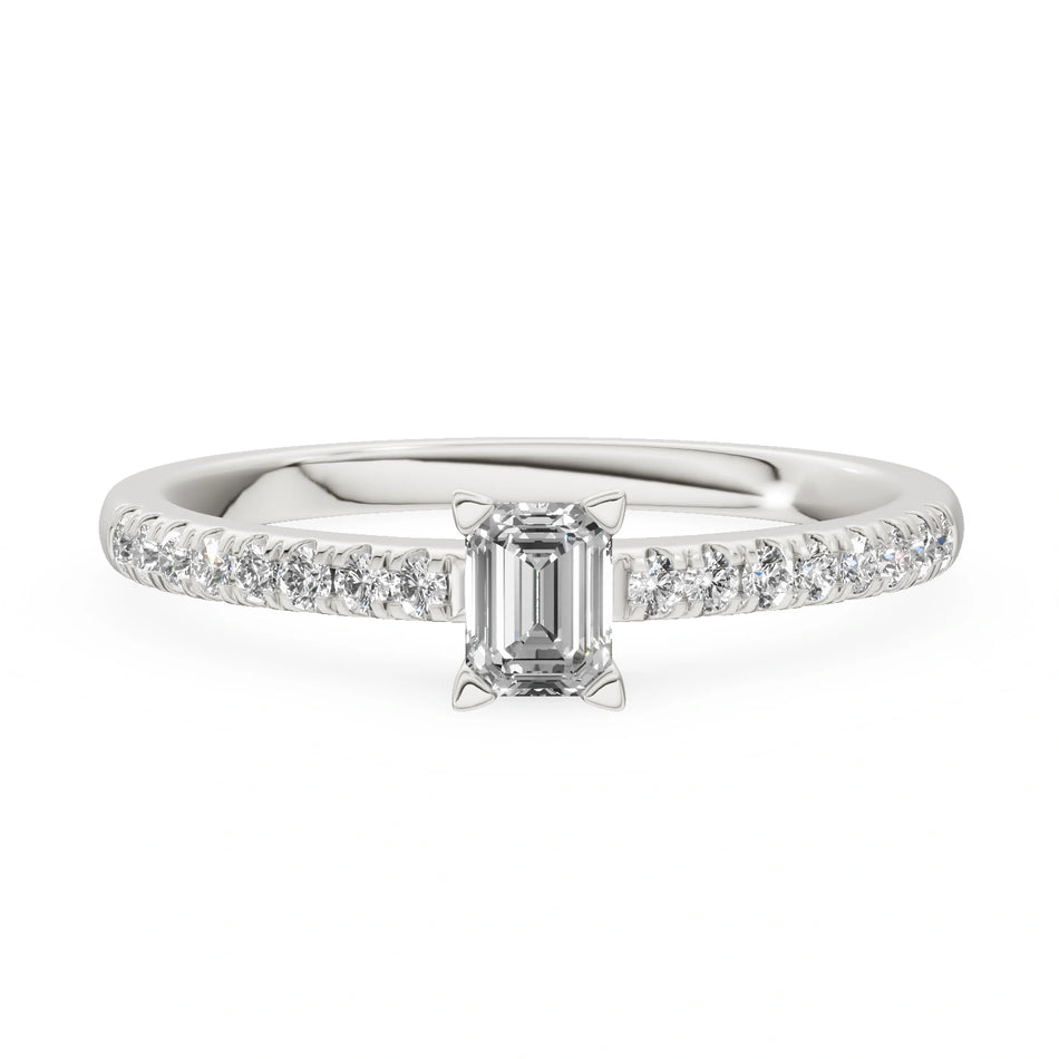 White Gold 14K (585) Engagement Ring - Gremari Seven Solis with 0,24ct Lab Grown Diamond, Emerald Cut