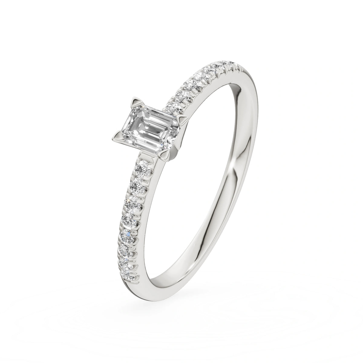 Gremari Seven Solis Verlobungsring aus Weißgold mit 0,24 ct Labordiamant – Emerald