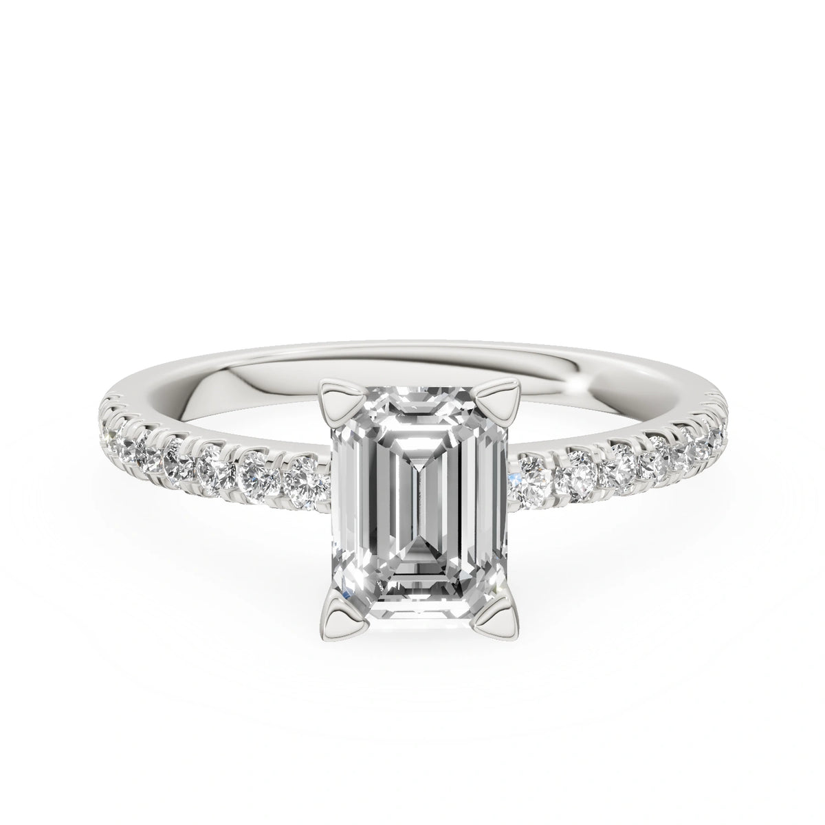 Bague de fiançailles en or blanc 14 carats (585) - Gremari Seven Desire avec diamant cultivé en laboratoire de 1,00 ct, taille émeraude
