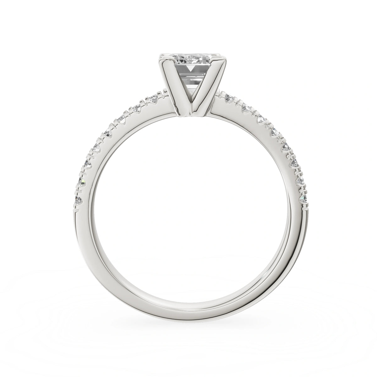 Bague de fiançailles en or blanc 14 carats (585) - Gremari Seven Desire avec diamant cultivé en laboratoire de 1,00 ct, taille émeraude