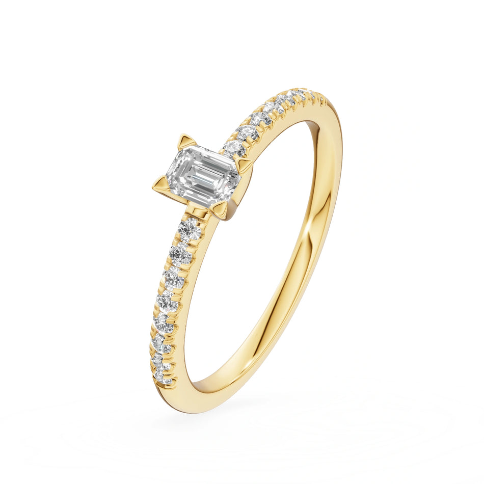 Gremari Seven Solis zásnubní prsten ze žlutého zlata s 0,15 ct lab-grown diamantem – Emerald