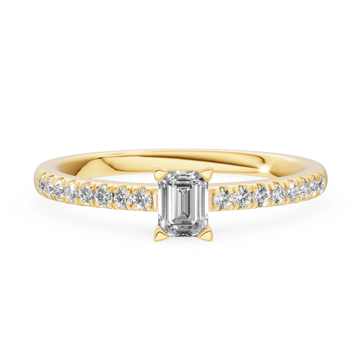 Bague de fiançailles en or jaune 14K (585) - Gremari Seven Desire avec diamant cultivé en laboratoire 0,30 ct, taille émeraude