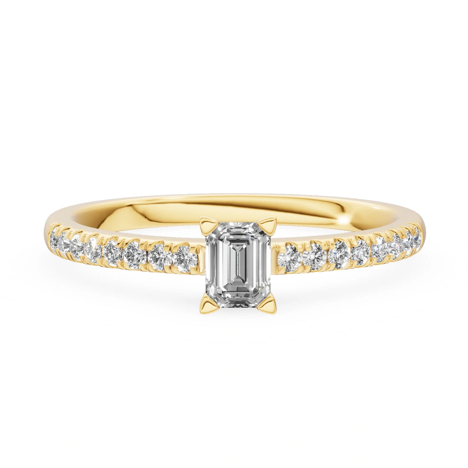 Gremari Seven Solis zásnubní prsten ze žlutého zlata s 0,24 ct lab-grown diamantem – Emerald