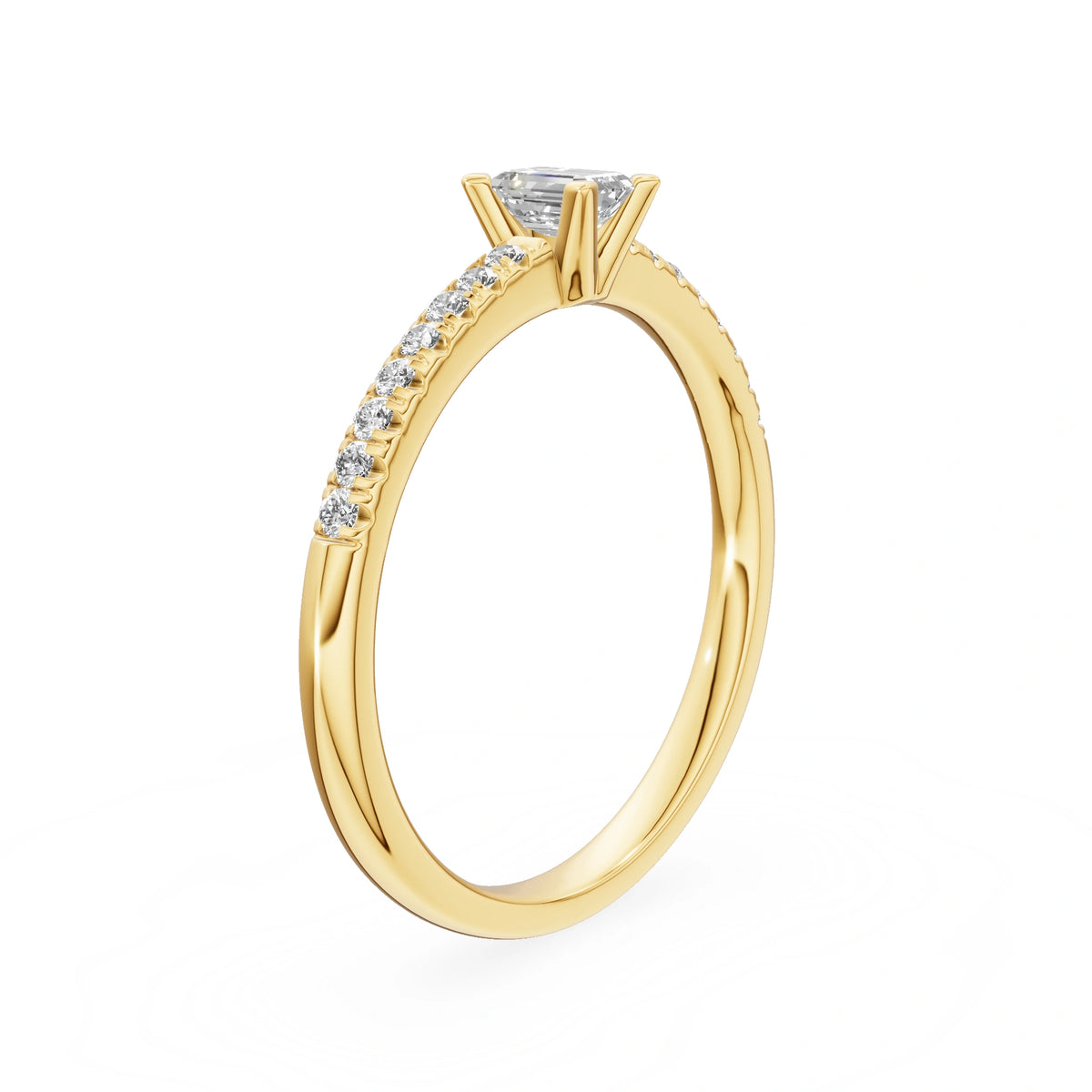 Bague de fiançailles en or jaune 14K (585) - Gremari Seven Desire avec diamant cultivé en laboratoire 0,30 ct, taille émeraude