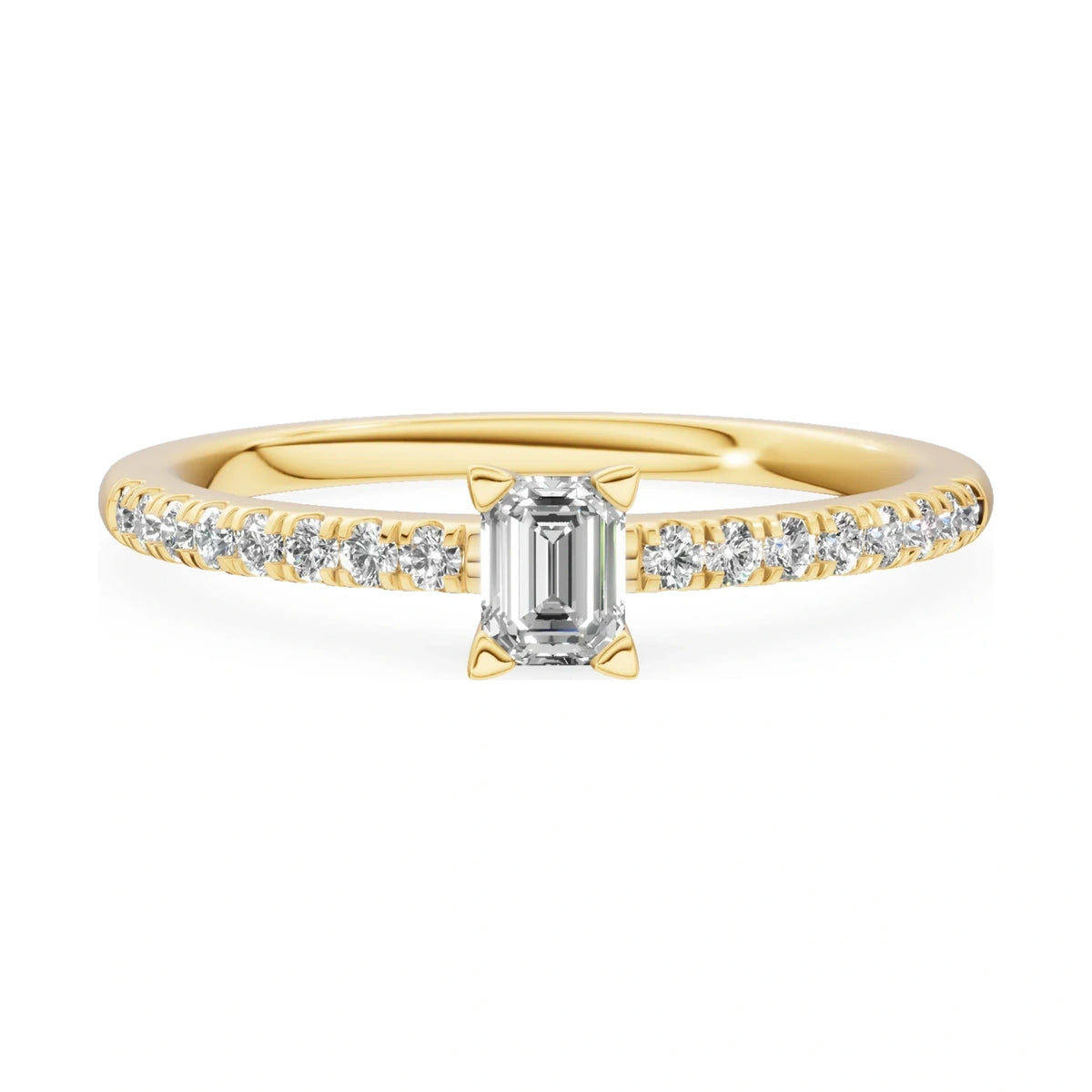 GREMARI Seven Solis 14K yellow gold engagement ring with 0.15 ct emerald-cut natural diamond
